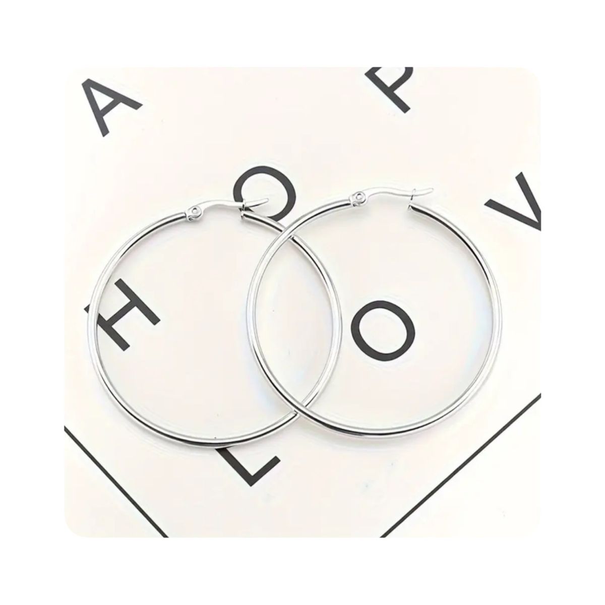 GENERICO - Aretes Acero - Argollas Lisa Mediana Plateada