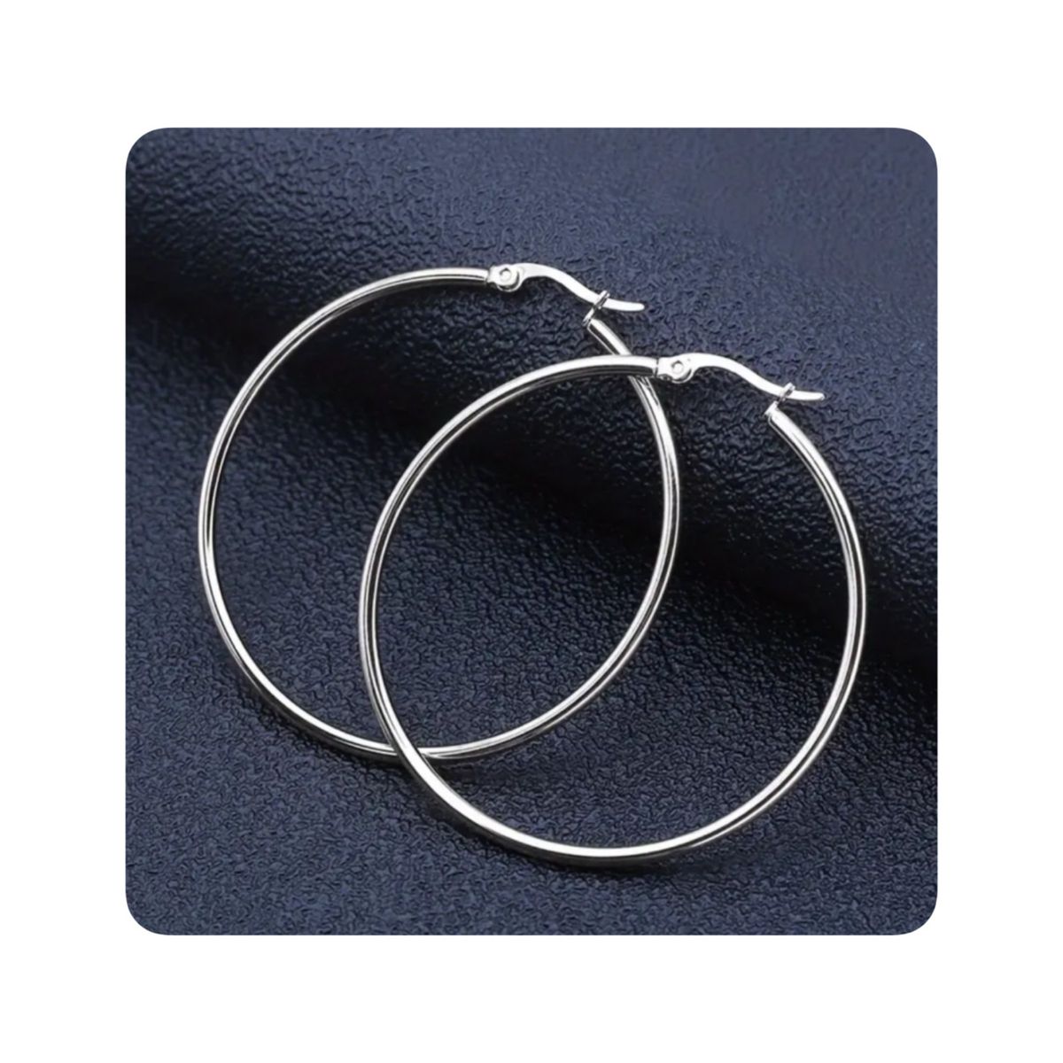 GENERICO - Aretes Acero - Argollas Lisa Mediana Plateada - Plateado