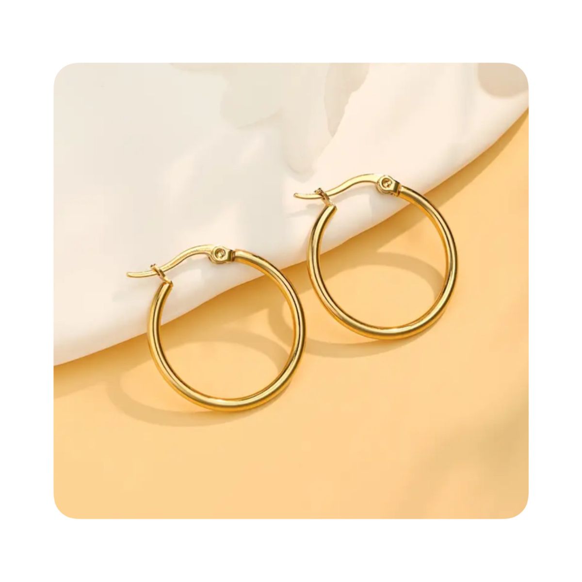 GENERICO - Aretes Acero - Argollas Lisa Pequeña Dorada