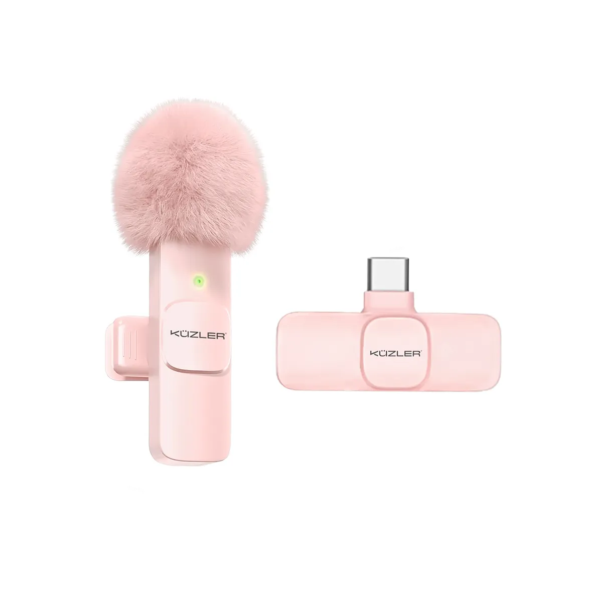 KUZLER - Micrófono Rosado Celular Tipo-c con Adaptador iPhone y Rode Deadcat