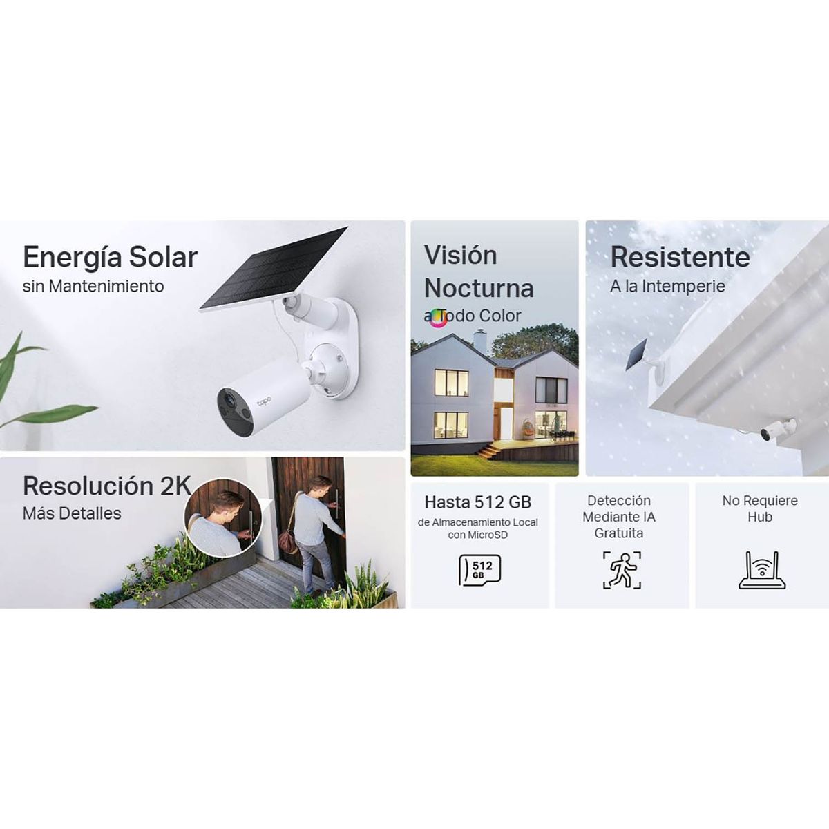 TP LINK - Tapo C410 KIT 3MP 2K Cámara Seguridad Audio 2vías Batería Panel Solar