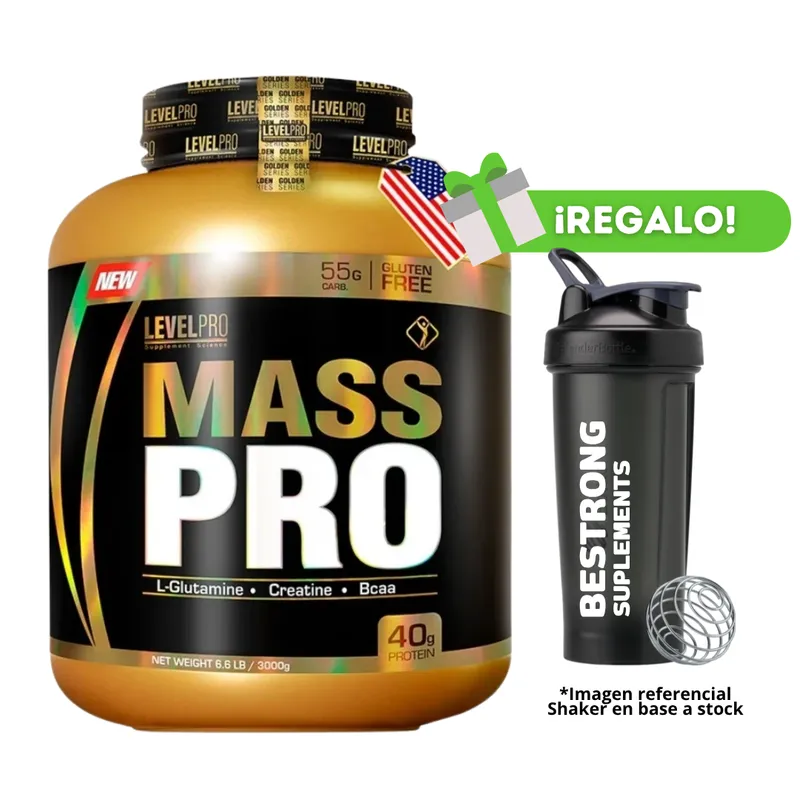 LEVEL PRO - PROTEÍNA MASS PRO 3KG CHOCOLATE + SHAKER