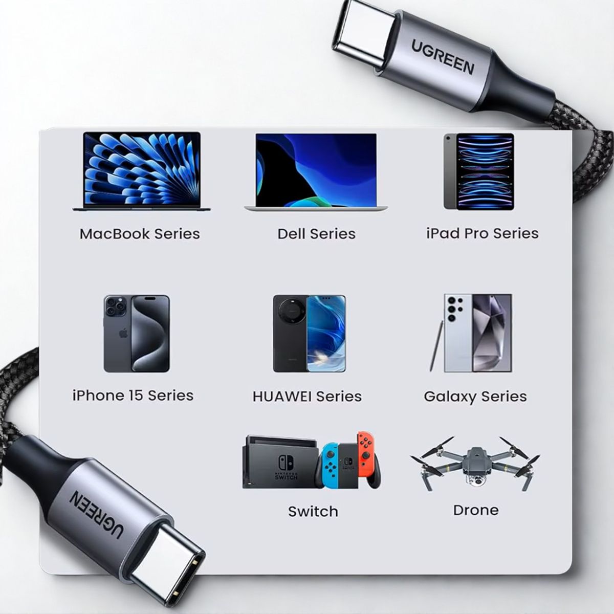 UGREEN - Cable Carga Rápida USB-C a USB-C, 60W UGREEN para iPhone 15