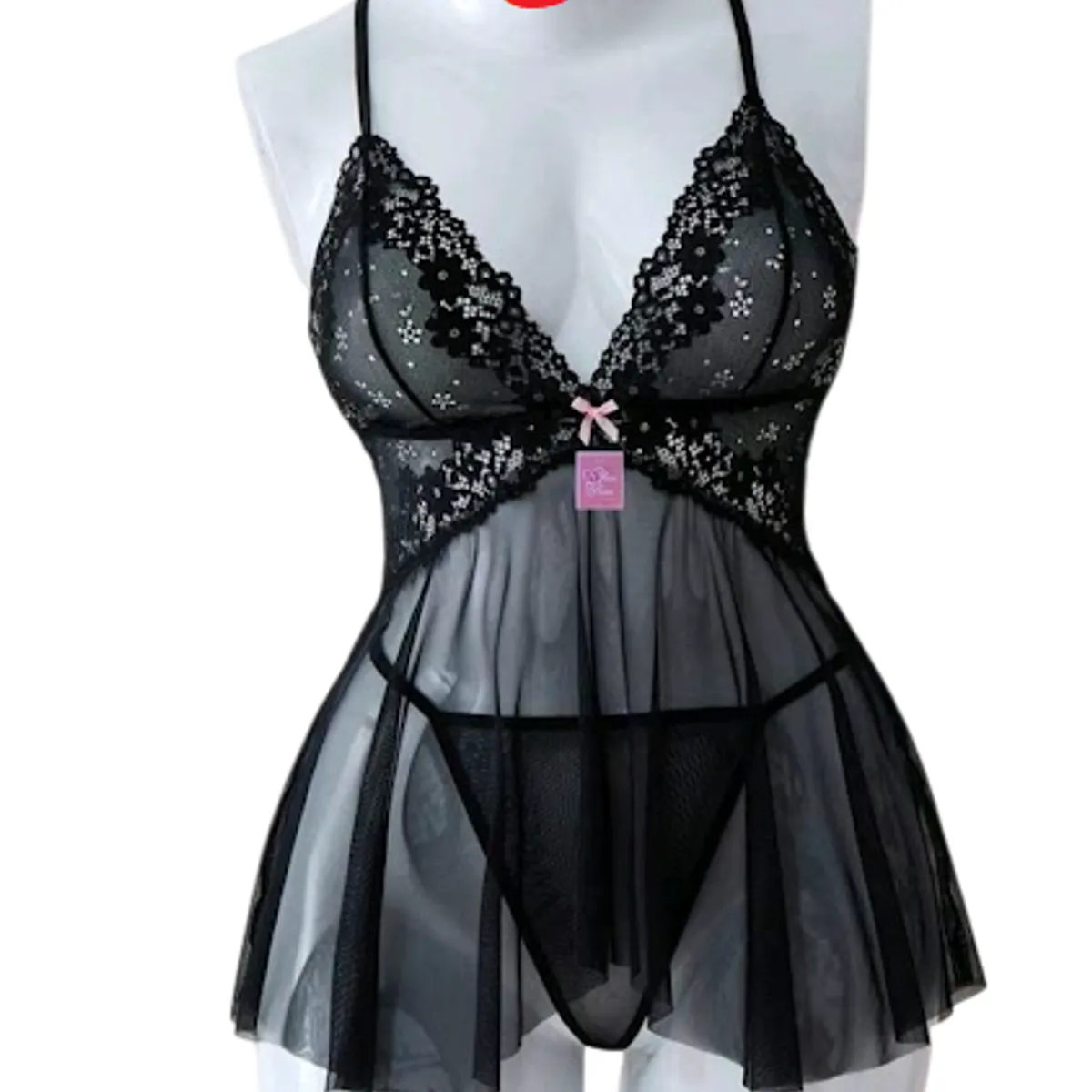 GENERICO - BABYDOLL DE ENCAJE LENCERIA SEXY PIJAMA PARA DAMAS S