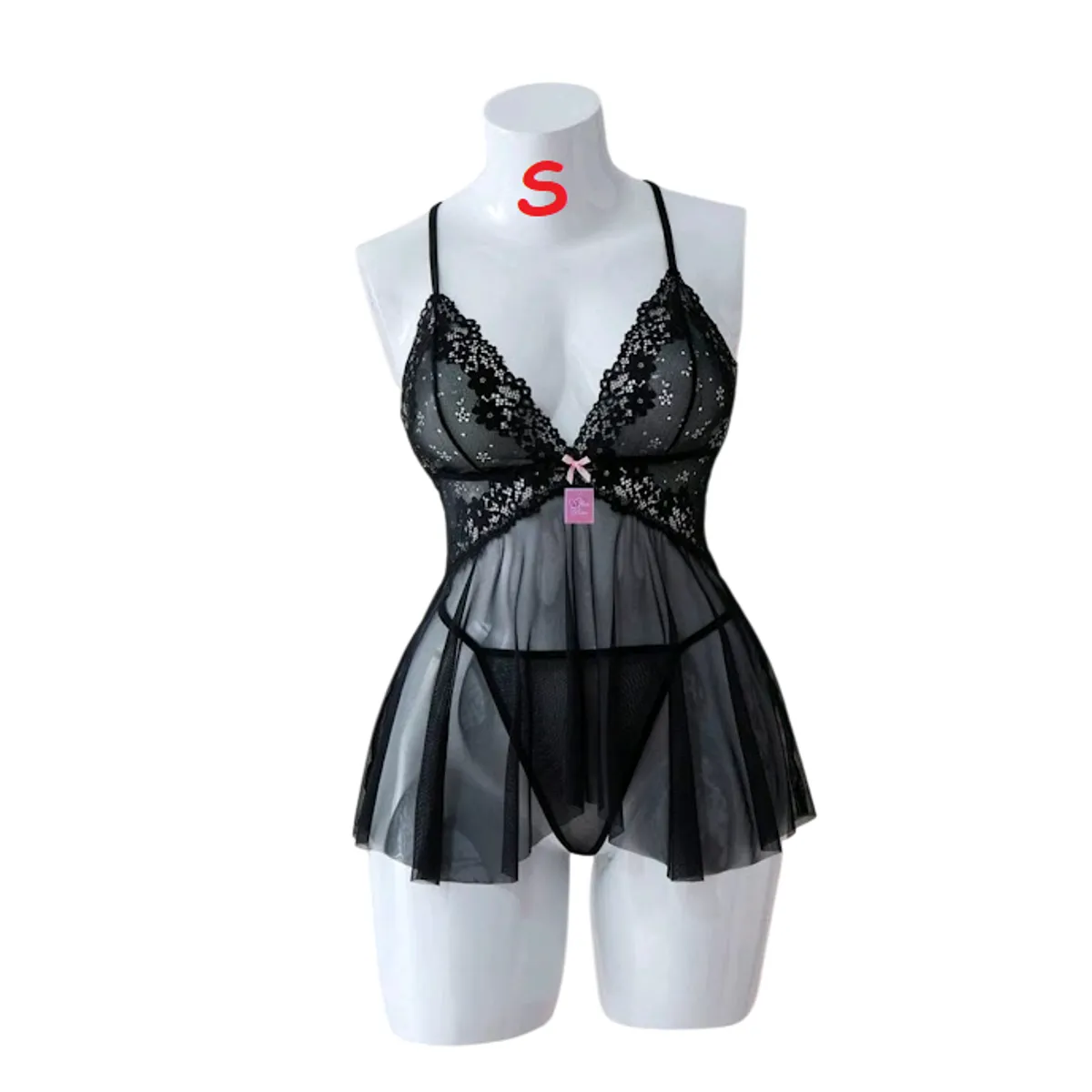 GENERICO - BABYDOLL DE ENCAJE LENCERIA SEXY PIJAMA PARA DAMAS S