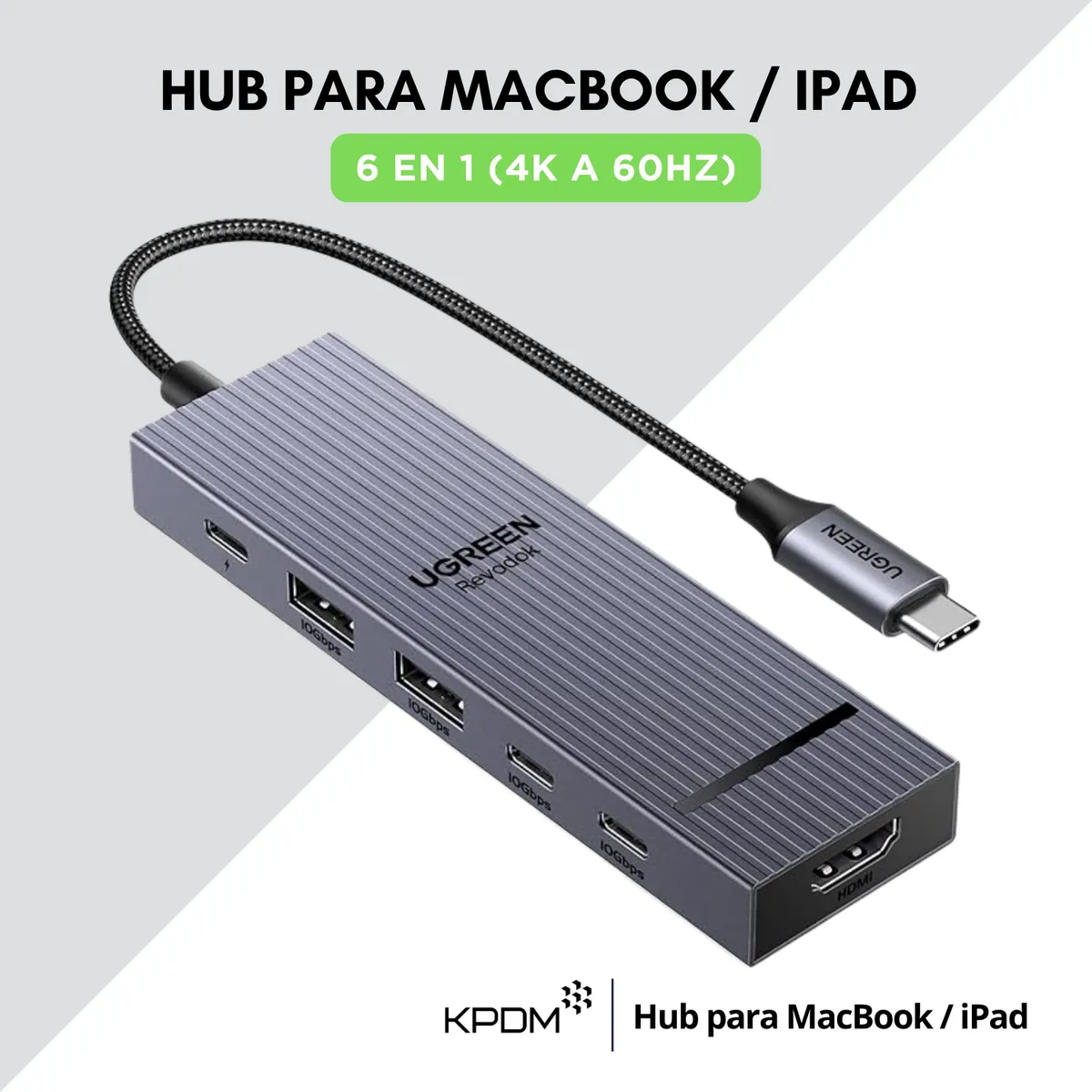UGREEN - Ugreen Revodok Pro Hub USB C (6 en 1) 4K a 60 Hz para Macbook iPad
