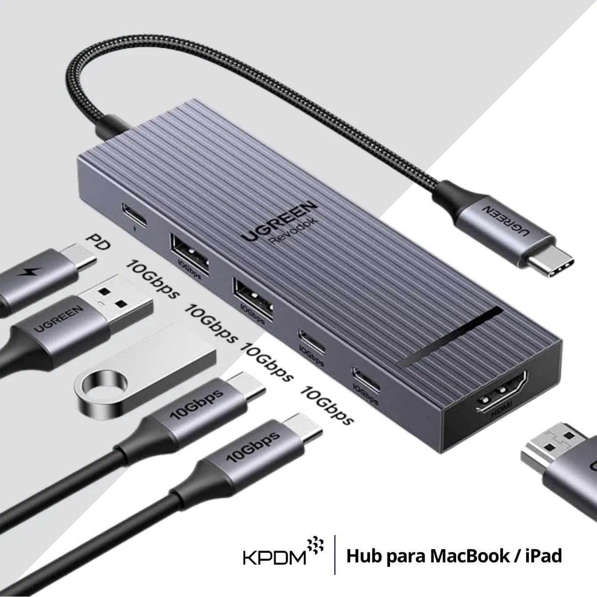 UGREEN - Ugreen Revodok Pro Hub USB C (6 en 1) 4K a 60 Hz para Macbook iPad