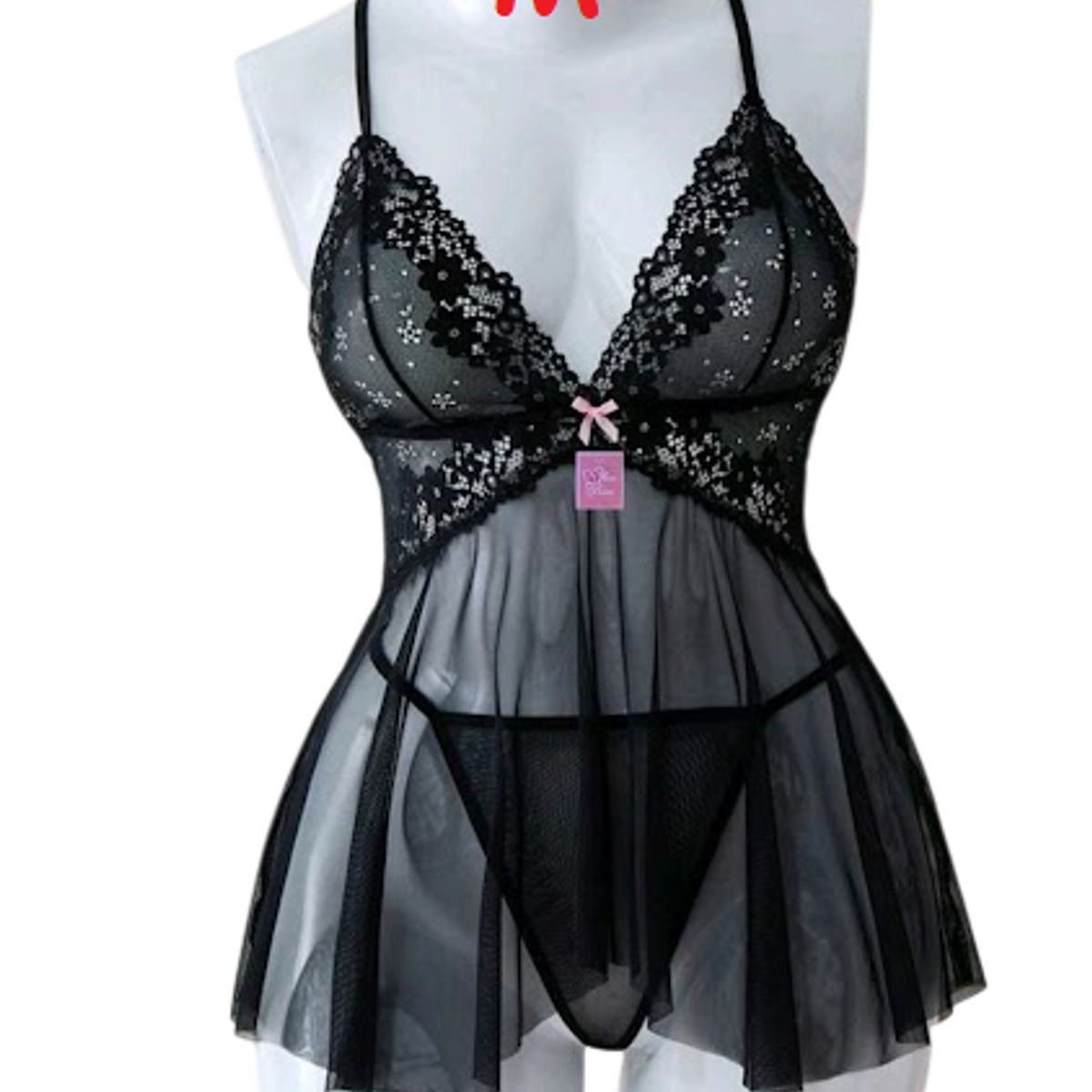 GENERICO - BABYDOLL DE ENCAJE LENCERIA SEXY PIJAMA PARA DAMAS M