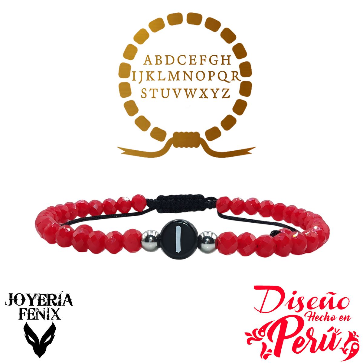 JOYERIA FENIX - Pulsera Letra Inicial - Rojo