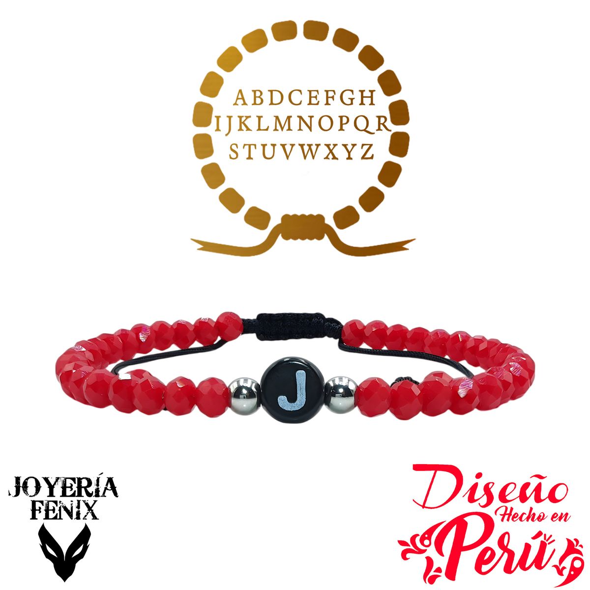 JOYERIA FENIX - Pulsera Letra Inicial - Rojo