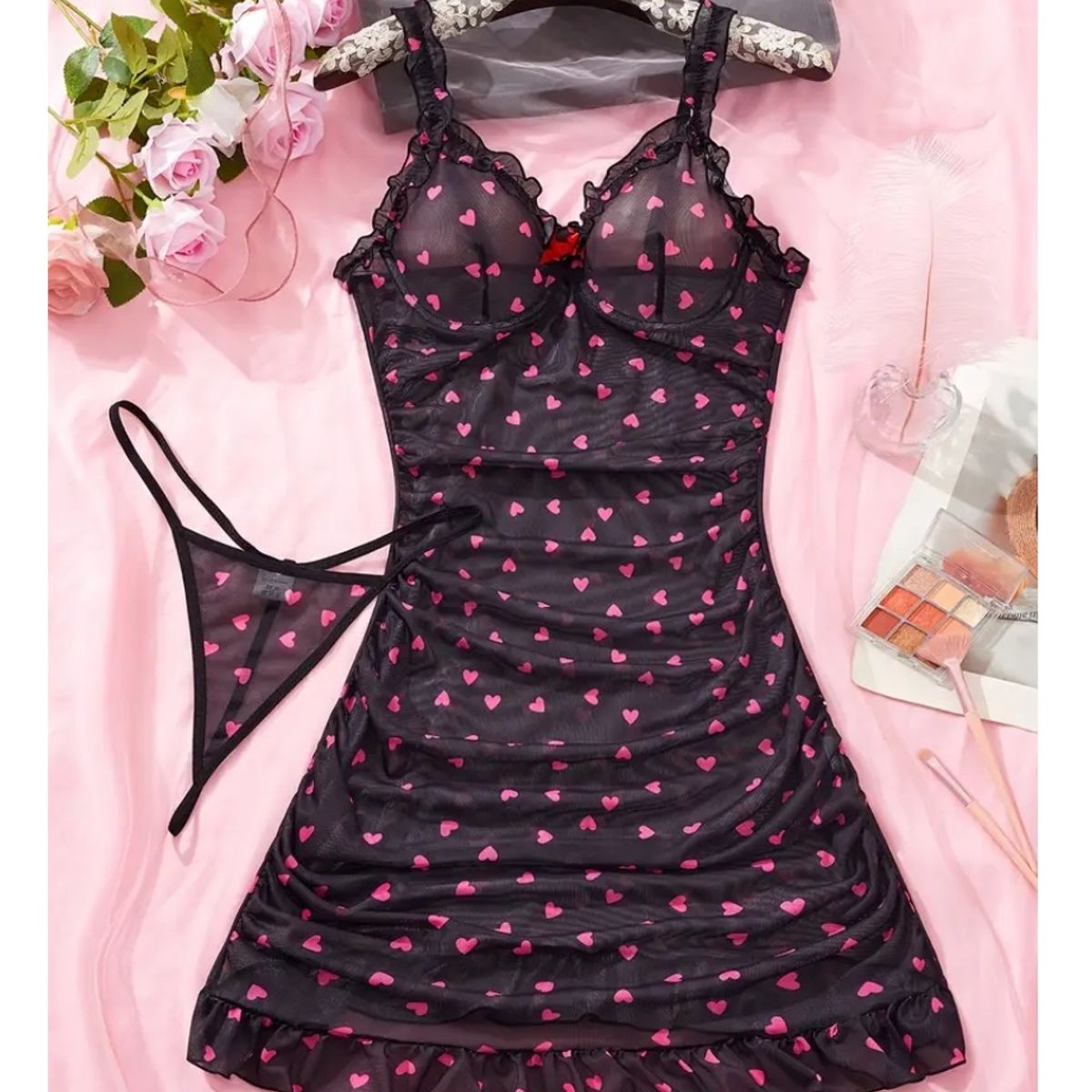 GENERICO - LENCERIA BABYDOLL DE ENCAJE PIJAMA SEXY