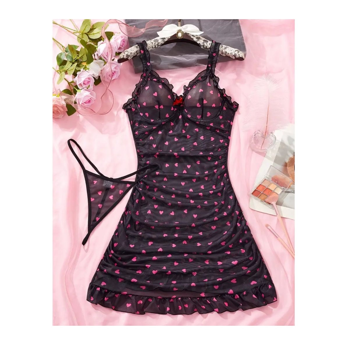 GENERICO - LENCERIA BABYDOLL DE ENCAJE PIJAMA SEXY