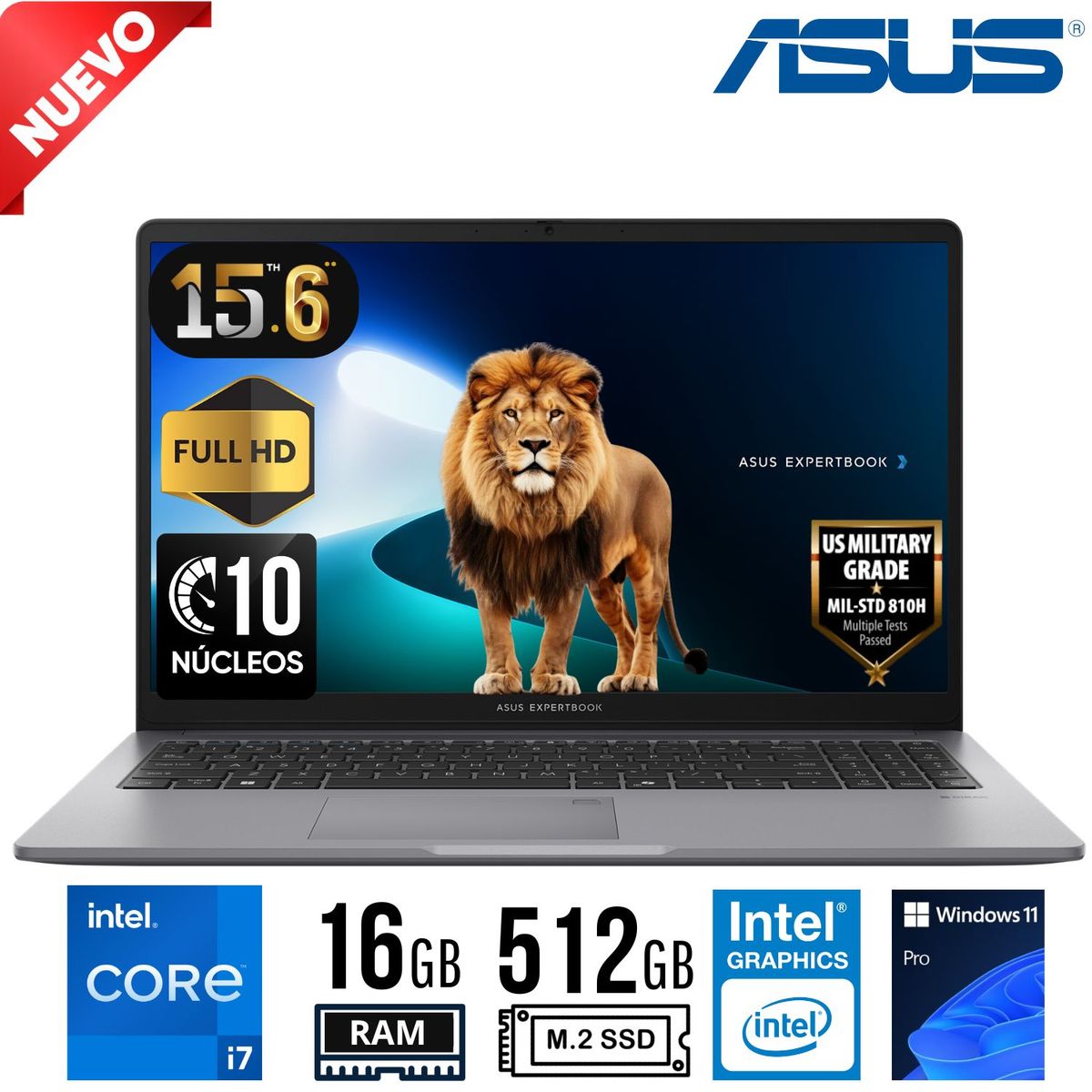 ASUS - Laptop ASUS Expertbook P1503CVA-S71410 Intel Core i7-13620H Ram 16GB SSD 512GB 15.6" FHD Win 11 Pro