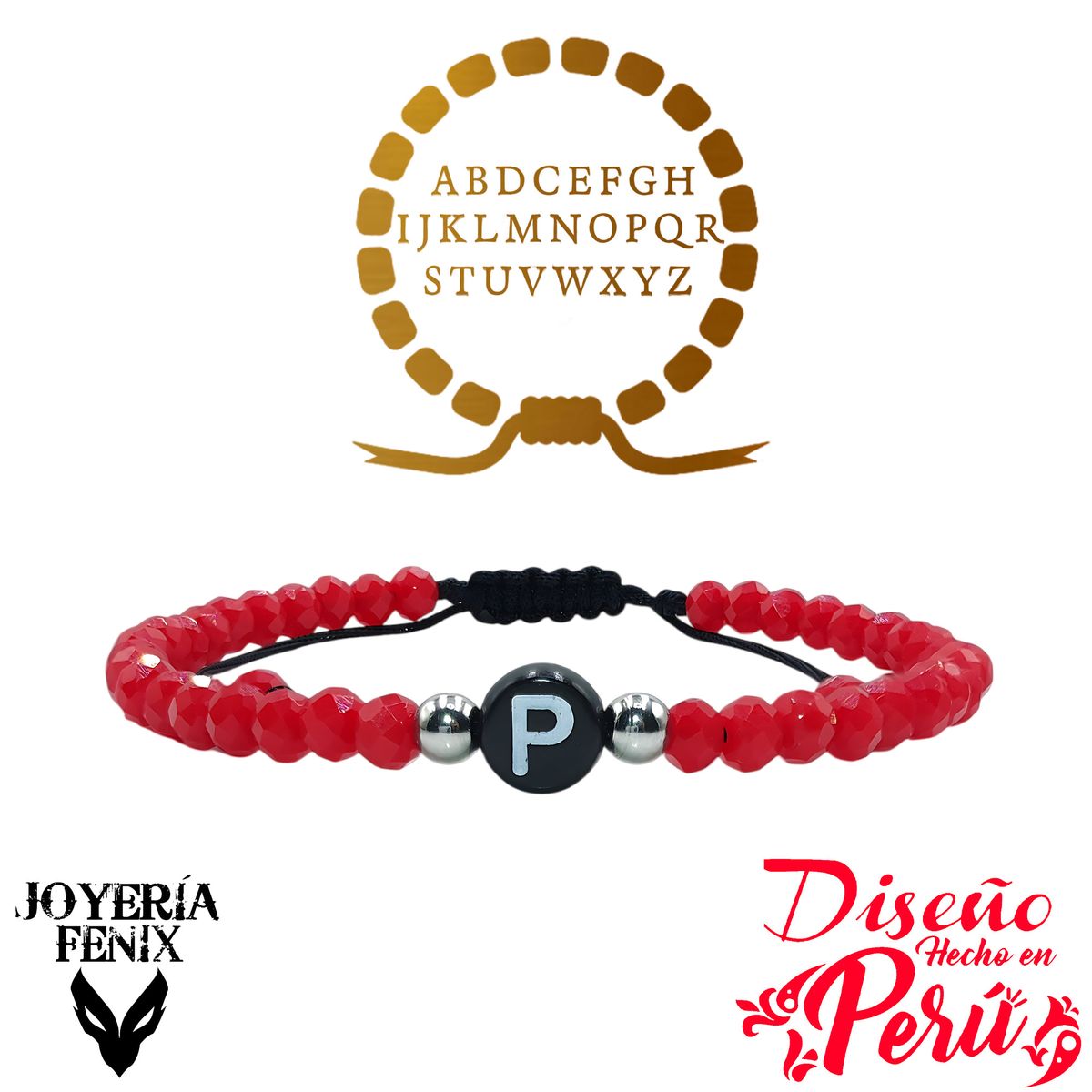 JOYERIA FENIX - Pulsera Letra Inicial - Rojo