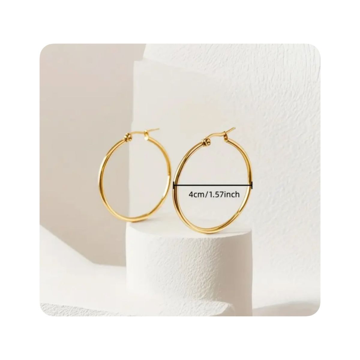 GENERICO - Aretes Acero - Argollas Lisa Pequeña Dorada