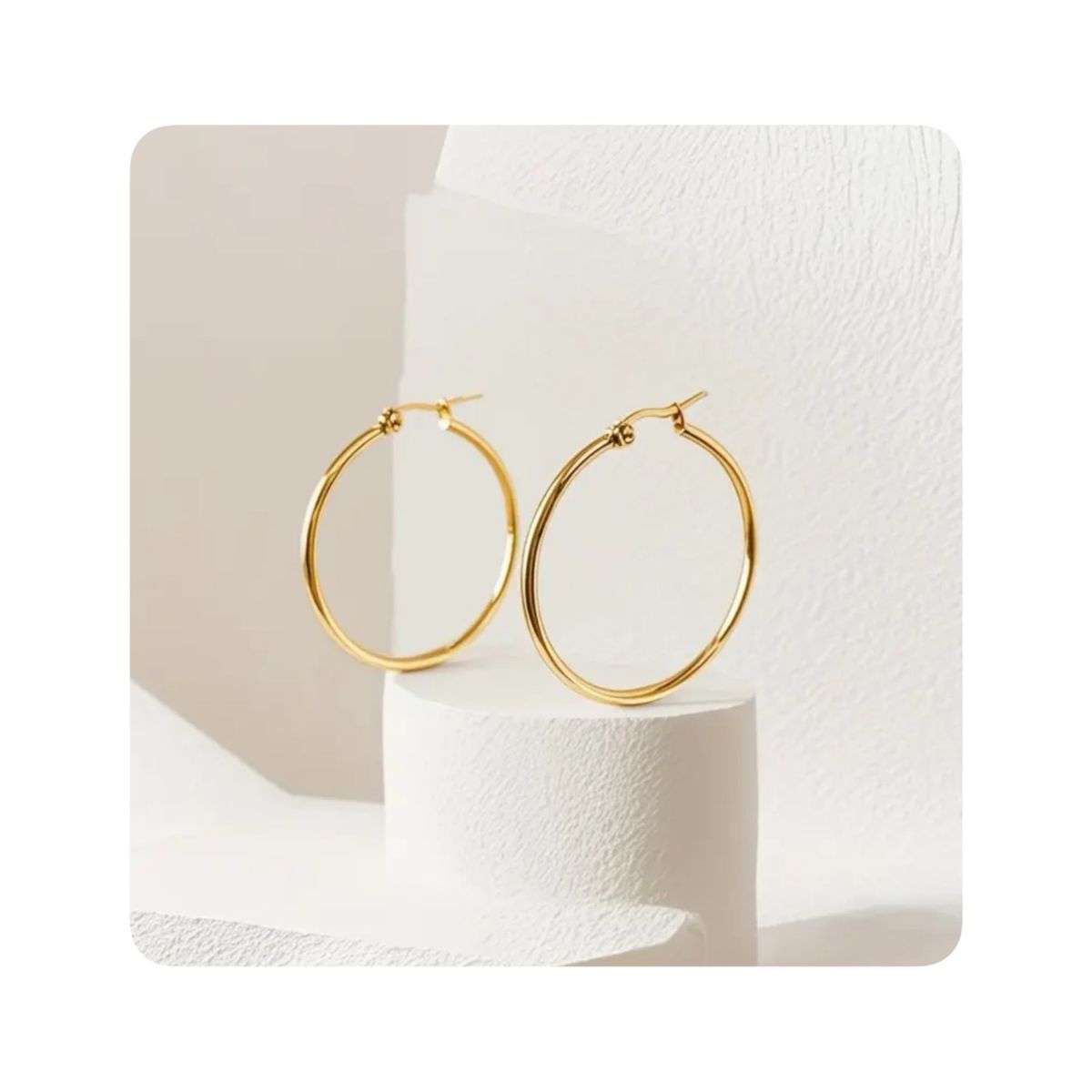 GENERICO - Aretes Acero - Argollas Lisa Pequeña Dorada