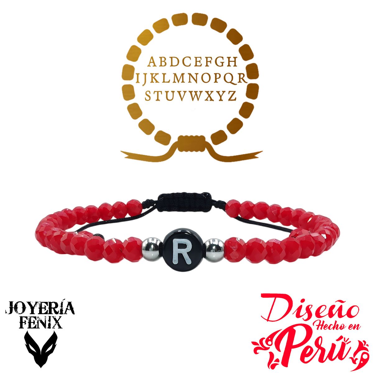 JOYERIA FENIX - Pulsera Letra Inicial - Rojo