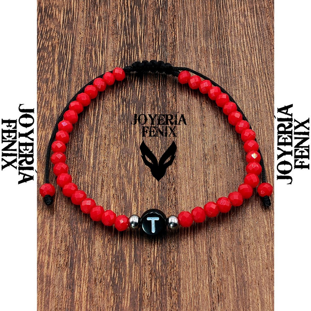 JOYERIA FENIX - Pulsera Letra Inicial - Rojo