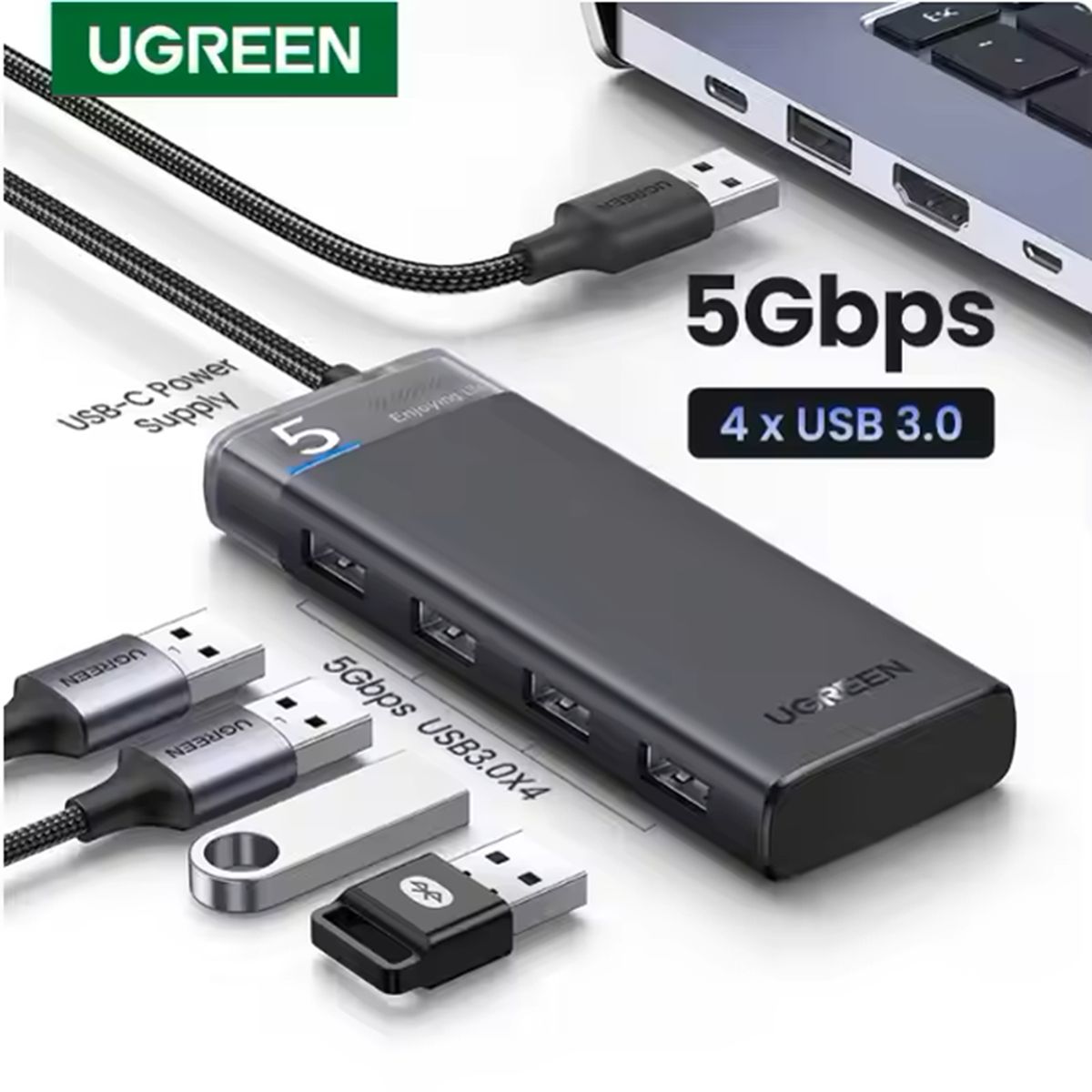 UGREEN - Hub USB 3.2 UGREEN, 4 puertos, 5Gbps