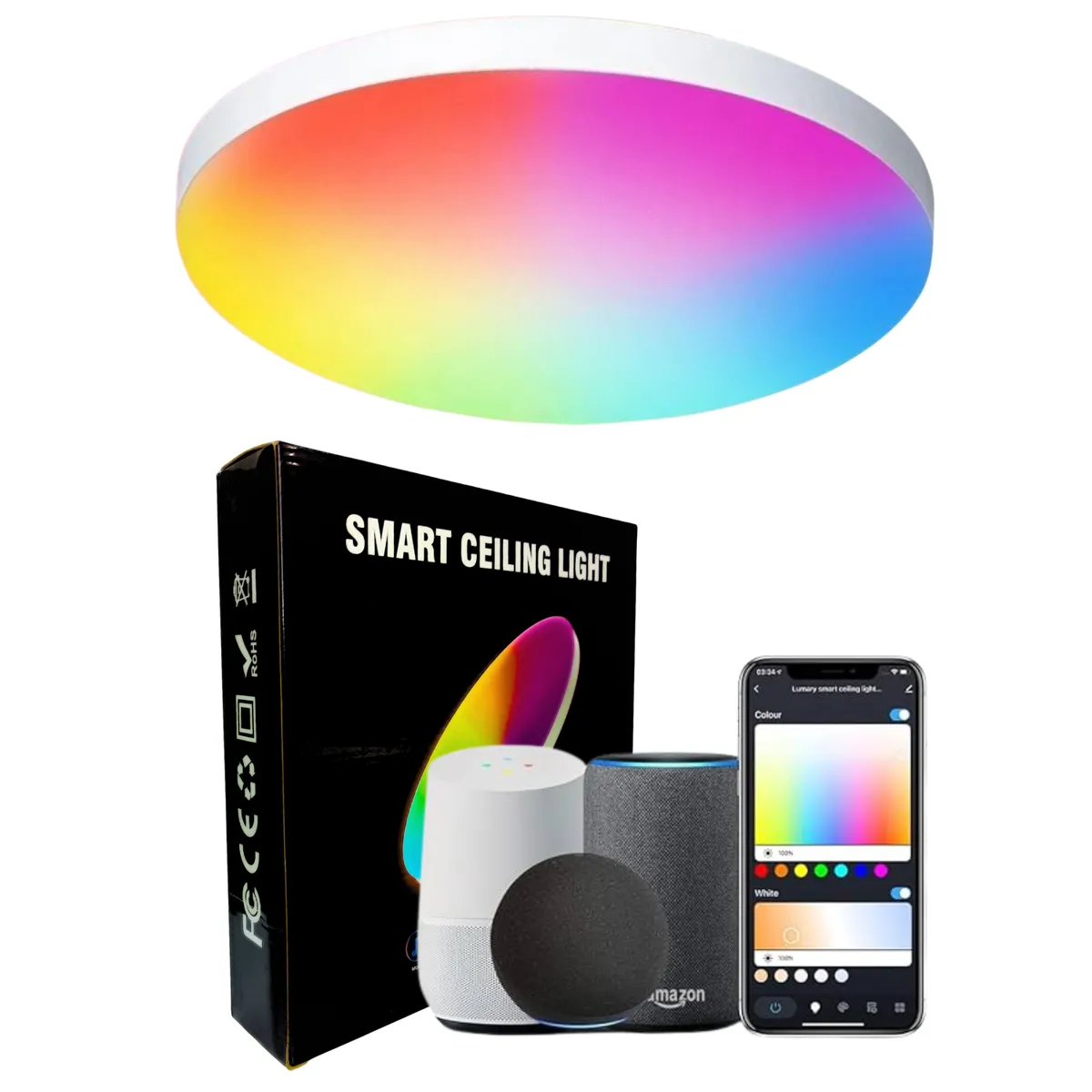 LUMIN - ILUMINACION LAMPARA DE TECHO PLAFON RGB WIFI - BT con Alexa y Google