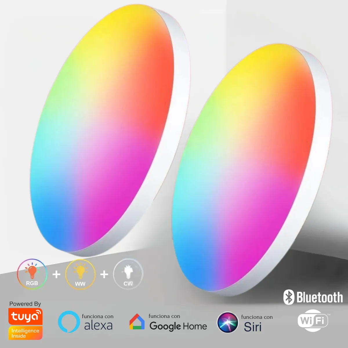 LUMIN - Lamparas de Techo Inteligente RGB 24W WiFi y Bluetooth Multicolor