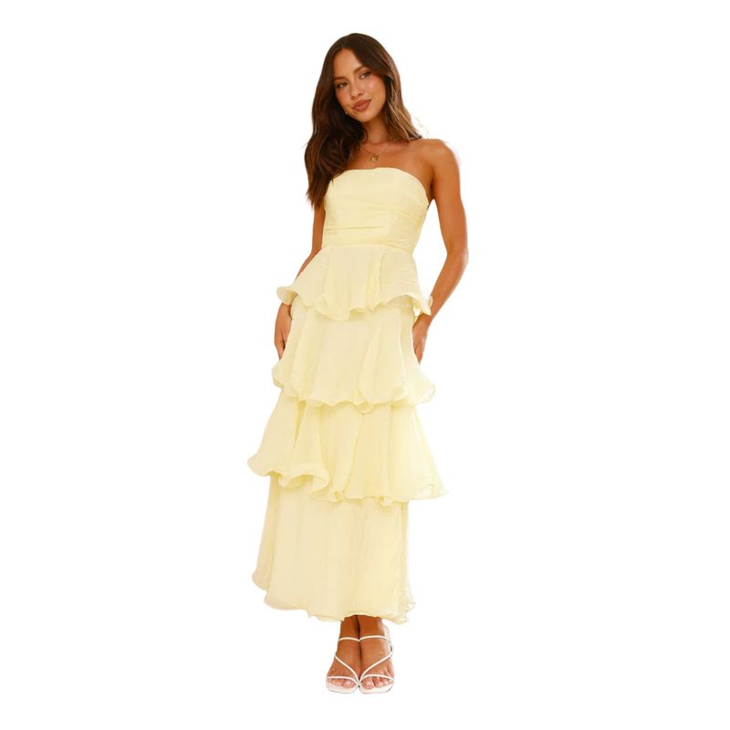 BLWOENS - Vestido casual de verano para mujeres - Amarillo