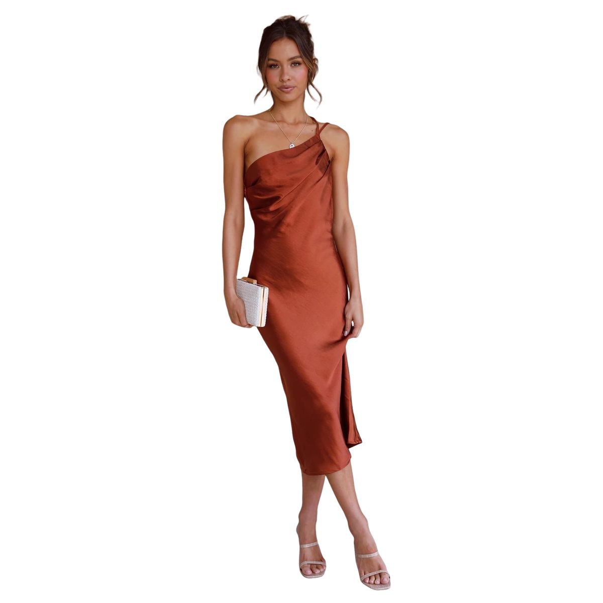 BLWOENS - Vestido casual de verano para mujeres - Café