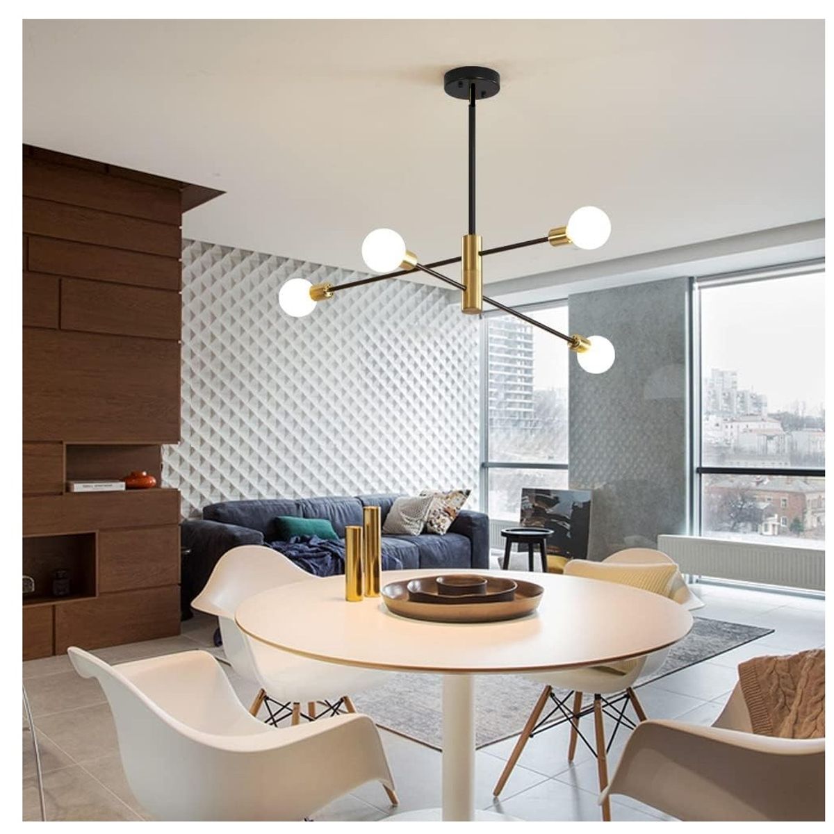 GENERICO - Lámpara de techo moderna de decoración de 4 luces sin focos