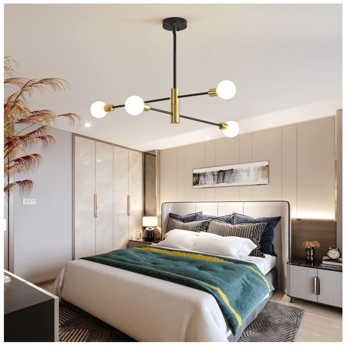 GENERICO - Lámpara de techo moderna de decoración de 4 luces sin focos