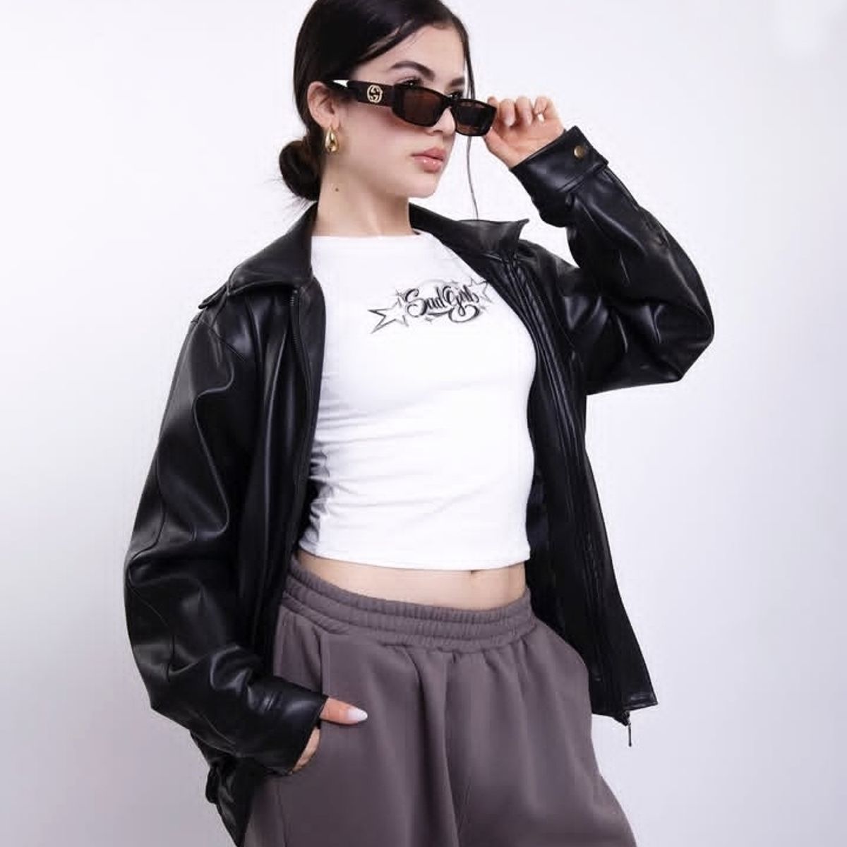 GENERICO - CASACA URBANA OVERSIZE CUERINA PARA DAMA