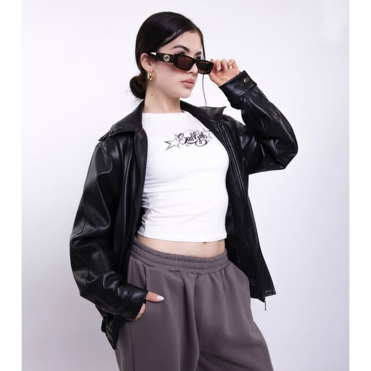 GENERICO - CASACA URBANA OVERSIZE CUERINA PARA DAMA