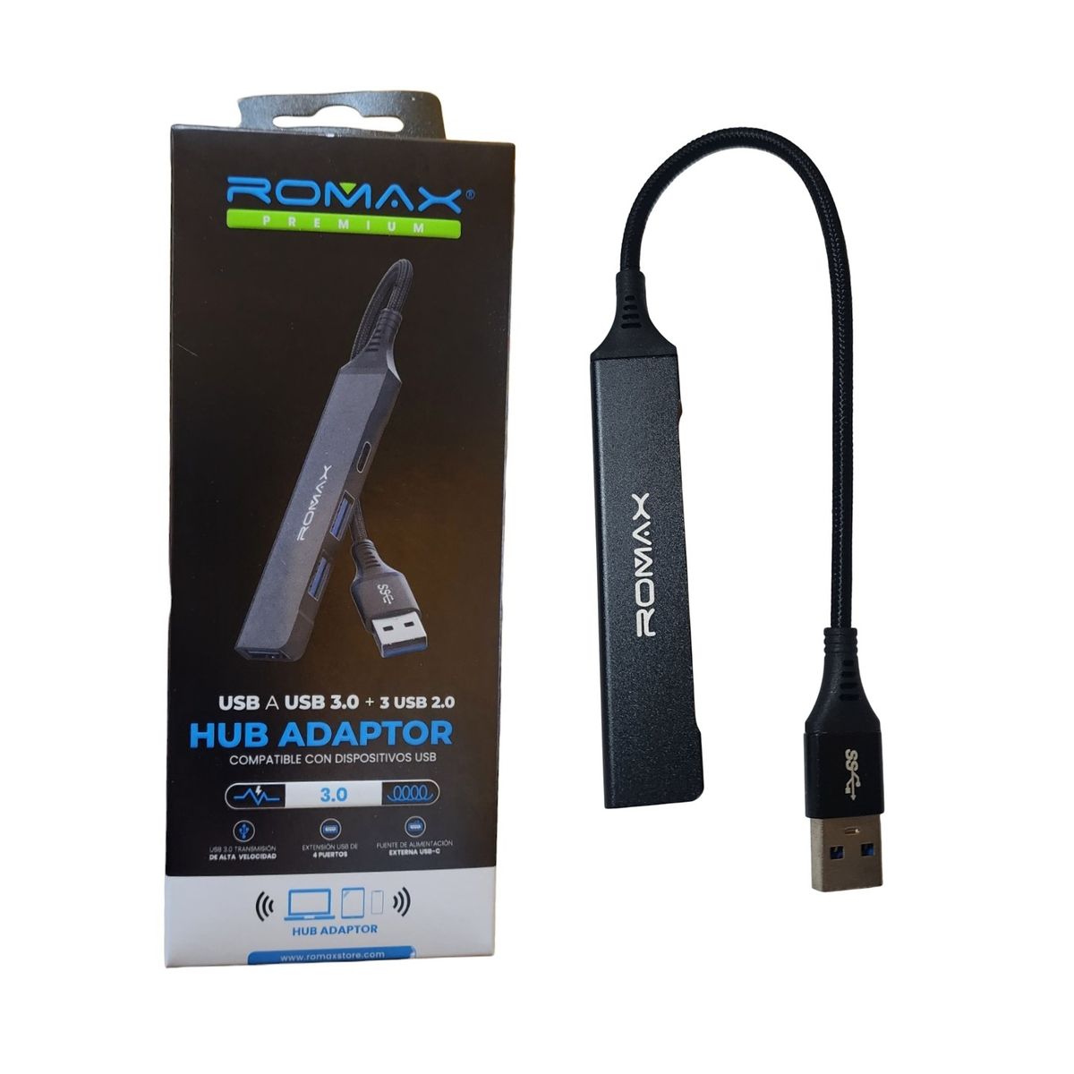 ROMAX - Adaptador Hub USB ROMAX 4 EN 1
