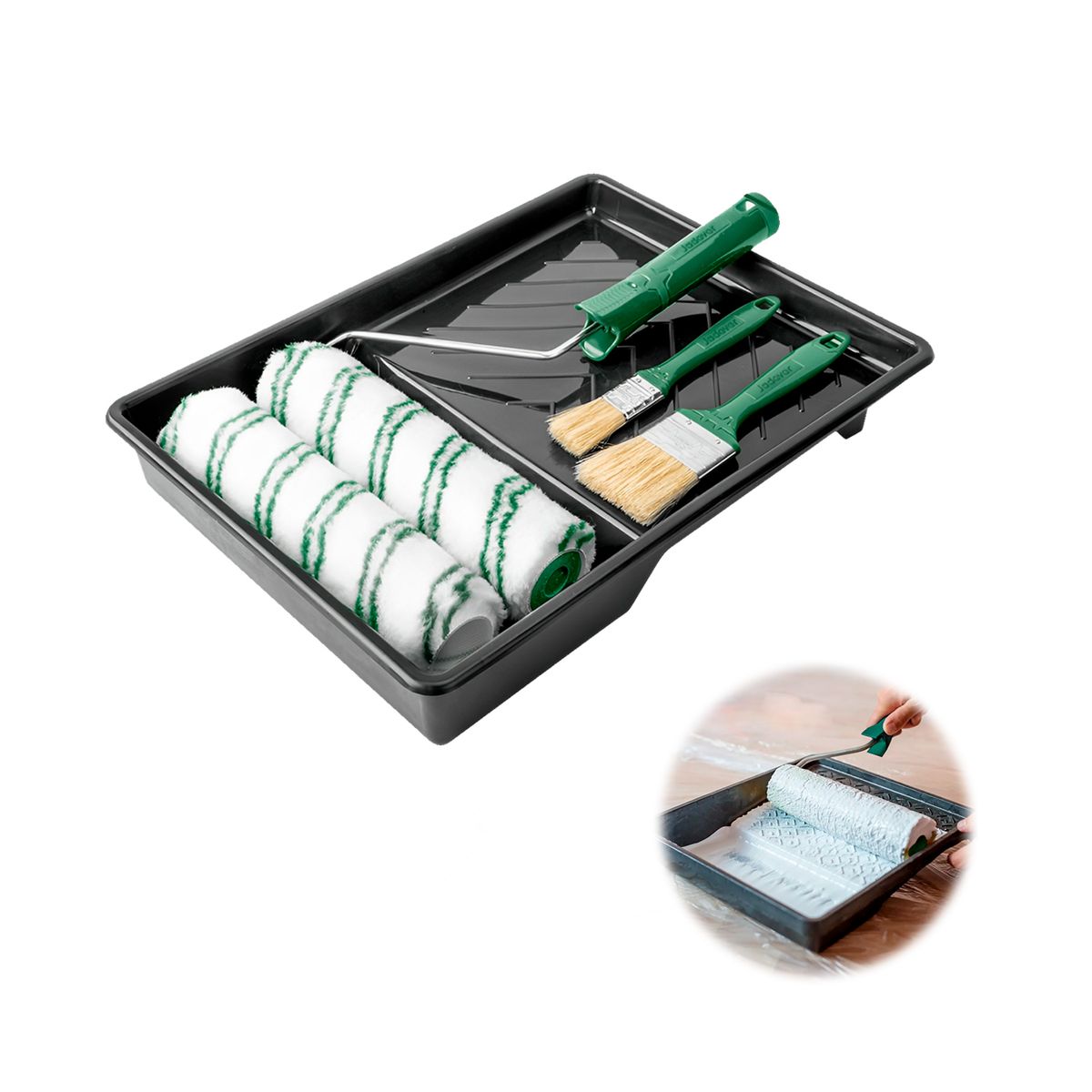 GENERICO - Set De Rodillos Poliester + Pincel + Bandeja 6 Piezas - Jdcb3h62