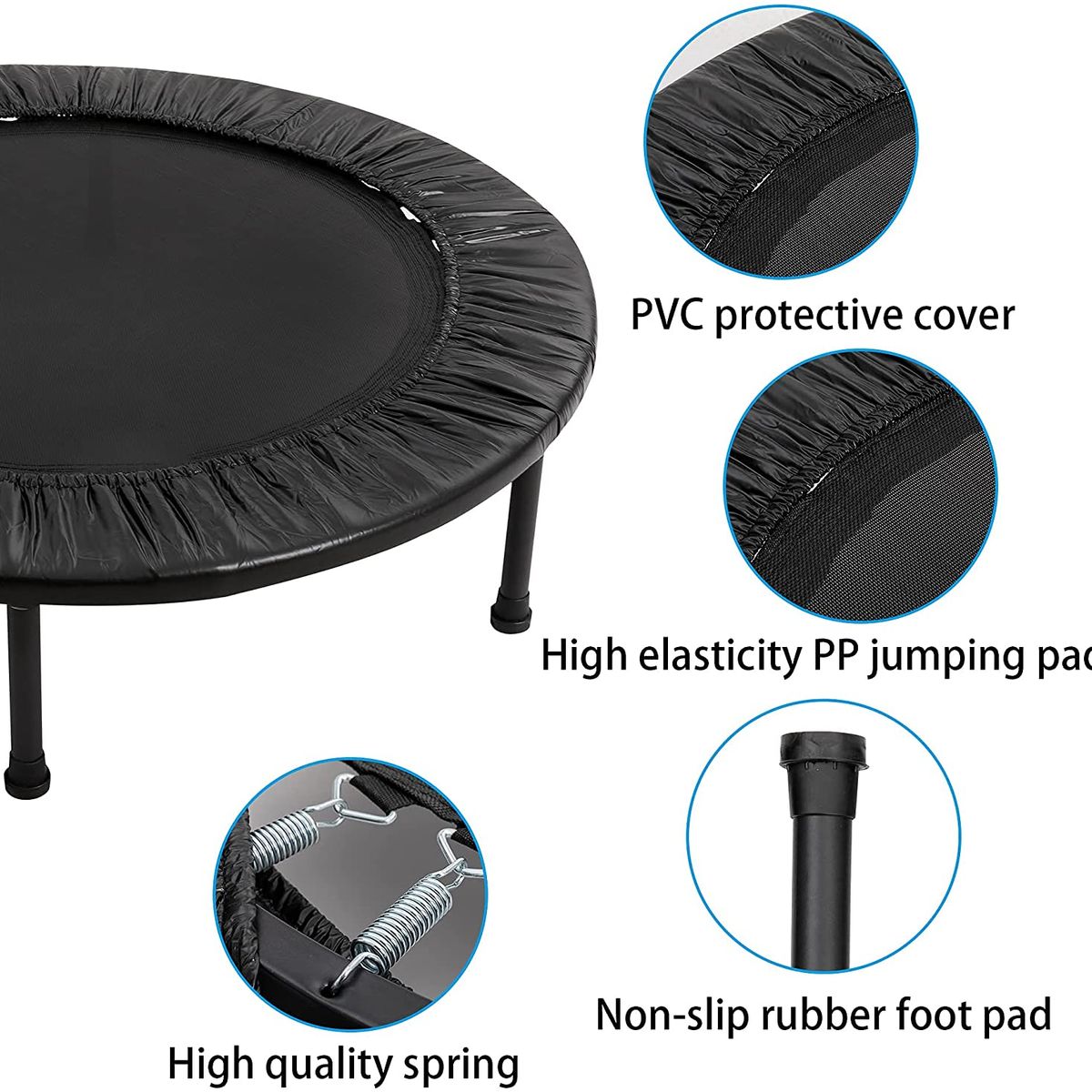 ALPHA GYM - Trampolín saltarín cama elástica de 90cm fitness