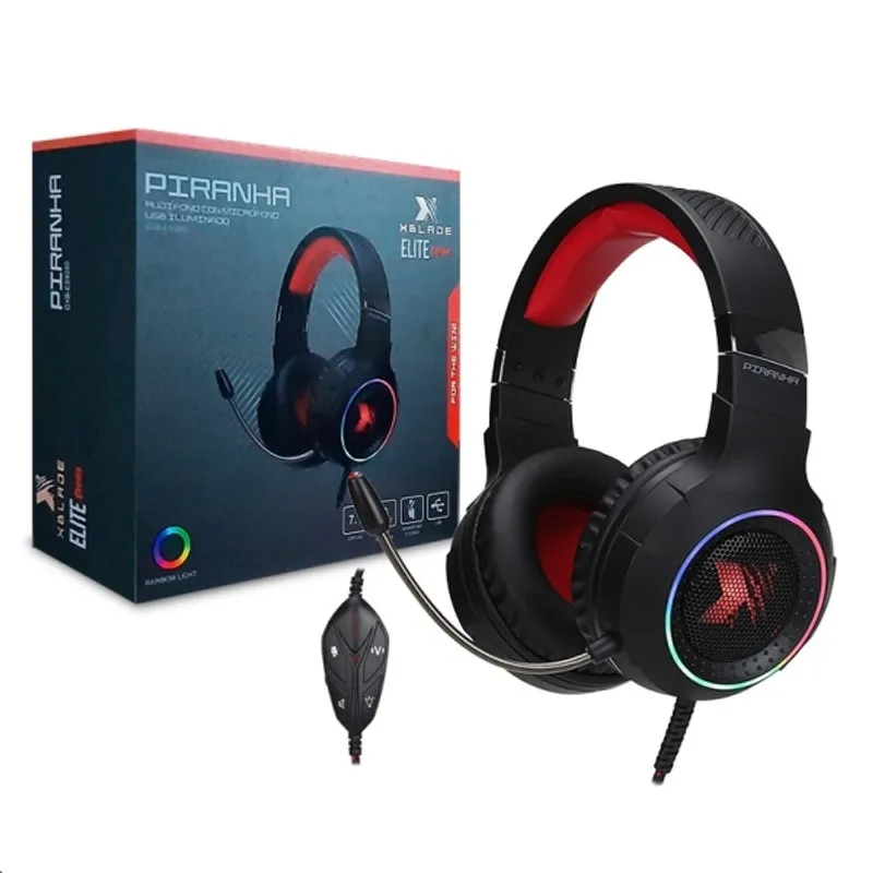 XBLADE - AUDIFONO XBLADE GAMING ELITE PIRANHA USB 7.1 VIBRACION RGB BLACK