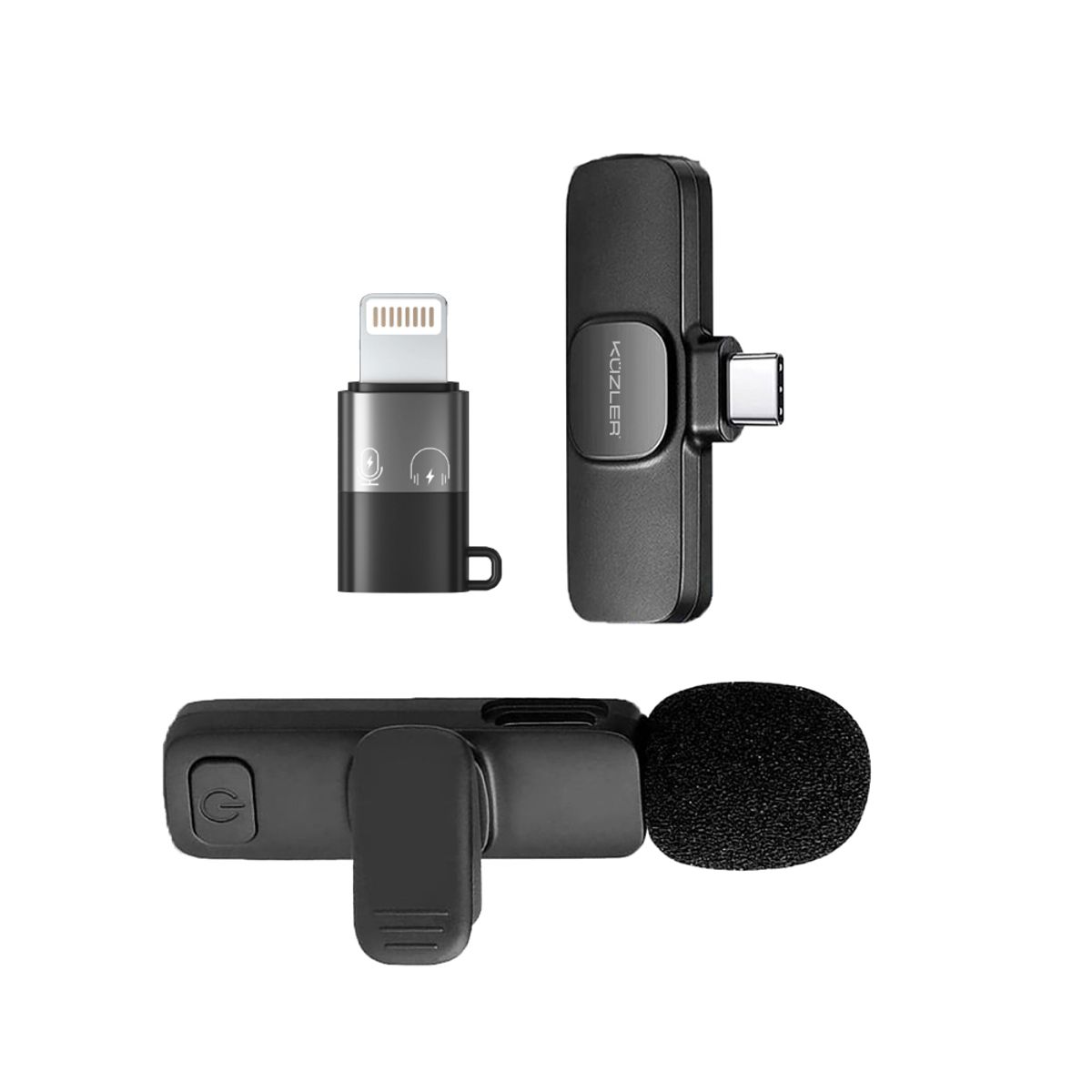 KUZLER - Micrófono Inalámbrico entrada Tipo C con Adaptador iPhone RECWAVE-C