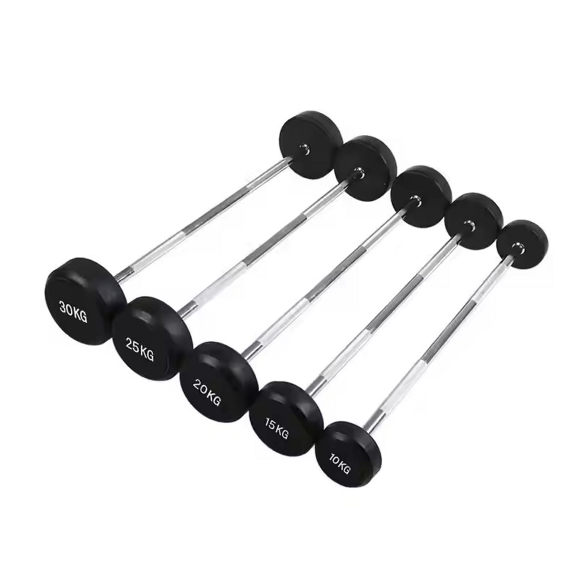 ALPHA GYM - Barra Recta con Peso Fijo Acero cromado