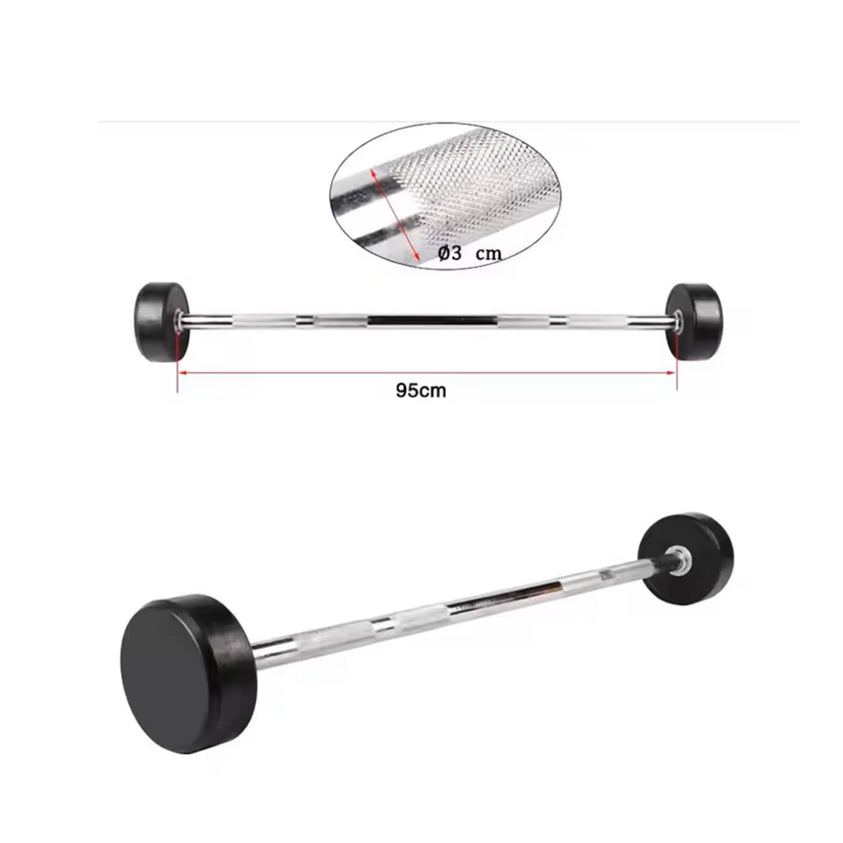 ALPHA GYM - Barra Recta con Peso Fijo Acero cromado