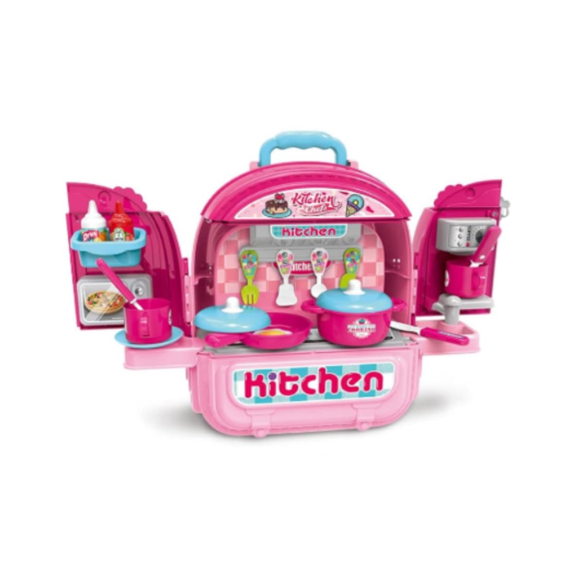 GENERICO - Set Infantil de Cocina 3 en 1 en Rosado Y+Regalo Stickers
