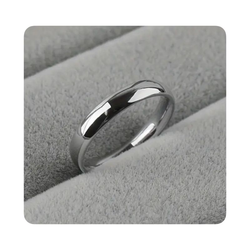 GENERICO - Anillo Clásico de Acero Inoxidable Unisex Plateado T11