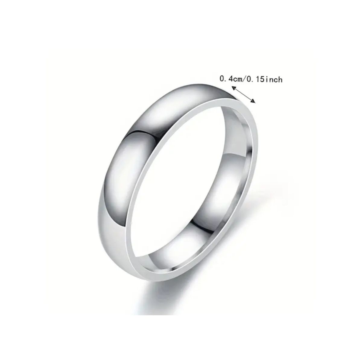 GENERICO - Anillo Clásico de Acero Inoxidable Unisex Plateado T8