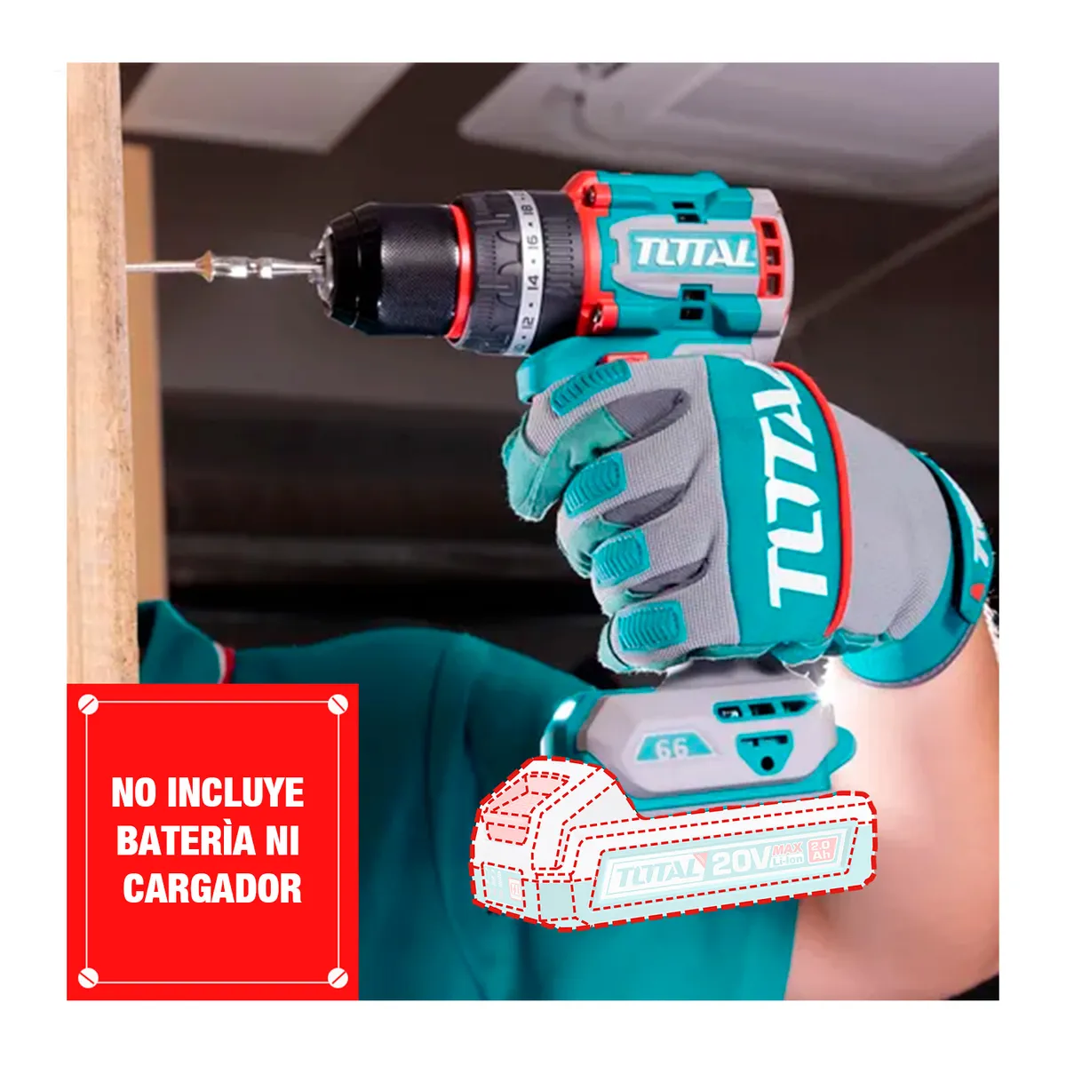 TOTAL TOOLS - Taladro Atornillador Percutor 20v Brushless Total Tidli205581