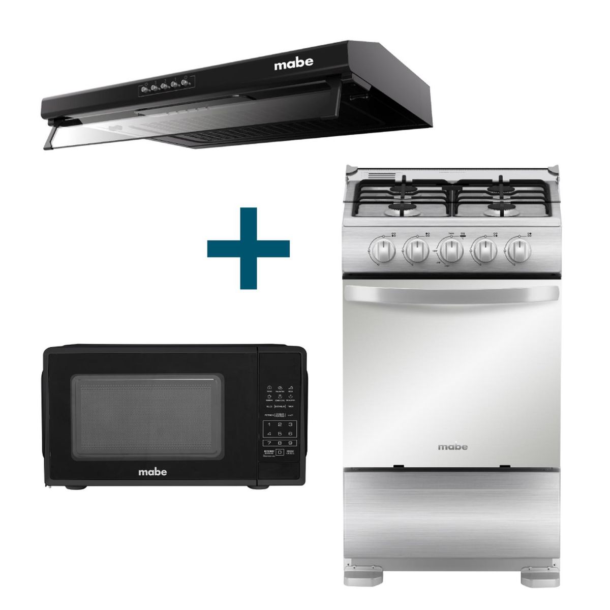 MABE - Combo Cocina 52cm +Campana 60cm +Horno microondas 20L Mabe