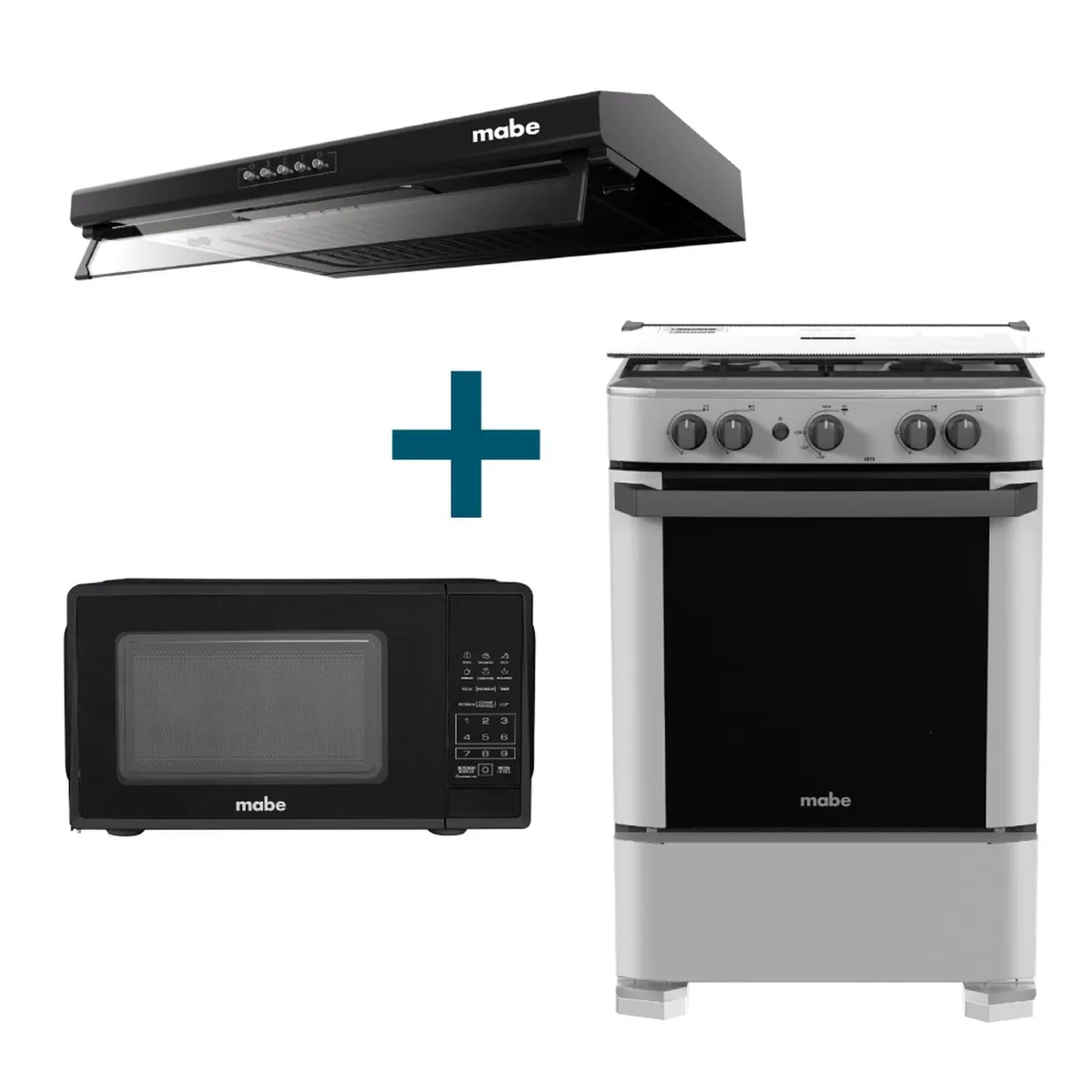 MABE - Combo Cocina a gas 60cm +Campana 60cm +Horno microondas 20L Mabe