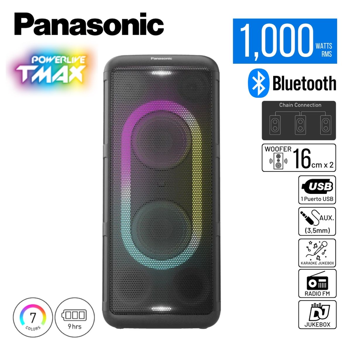 PANASONIC - Equipo de Sonido Panasonic SC-TMAX45 One Box 1000 Watts RMS - Negro