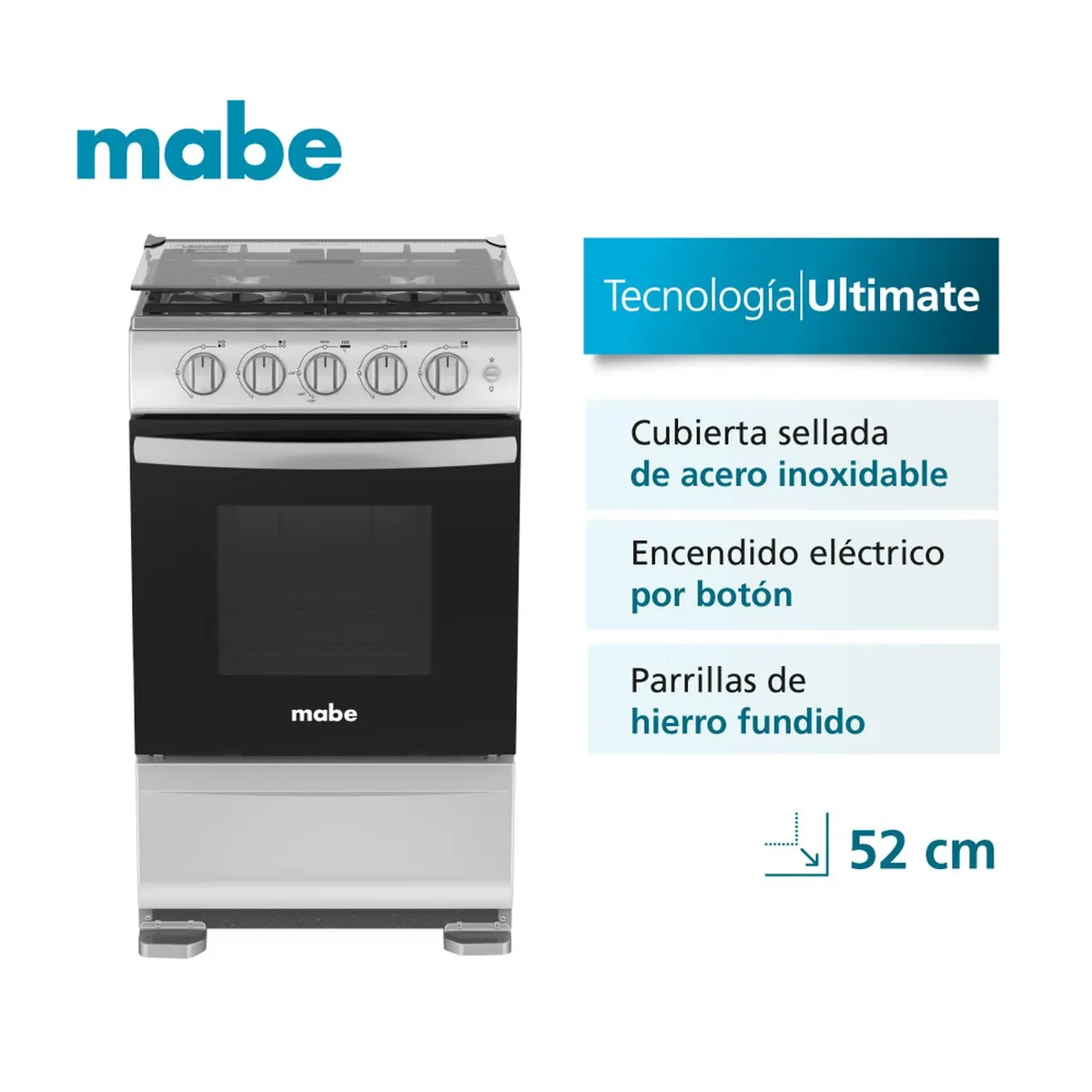MABE - Combo Cocina a gas 52cm +Campana 60cm +Horno microondas 20L Mabe