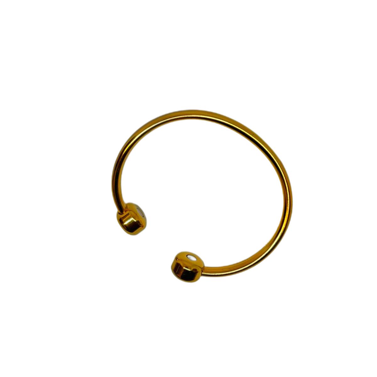 GENERICO - Pulsera Magnética de Acero Inox  Diseño Abierto con Iman Dorado