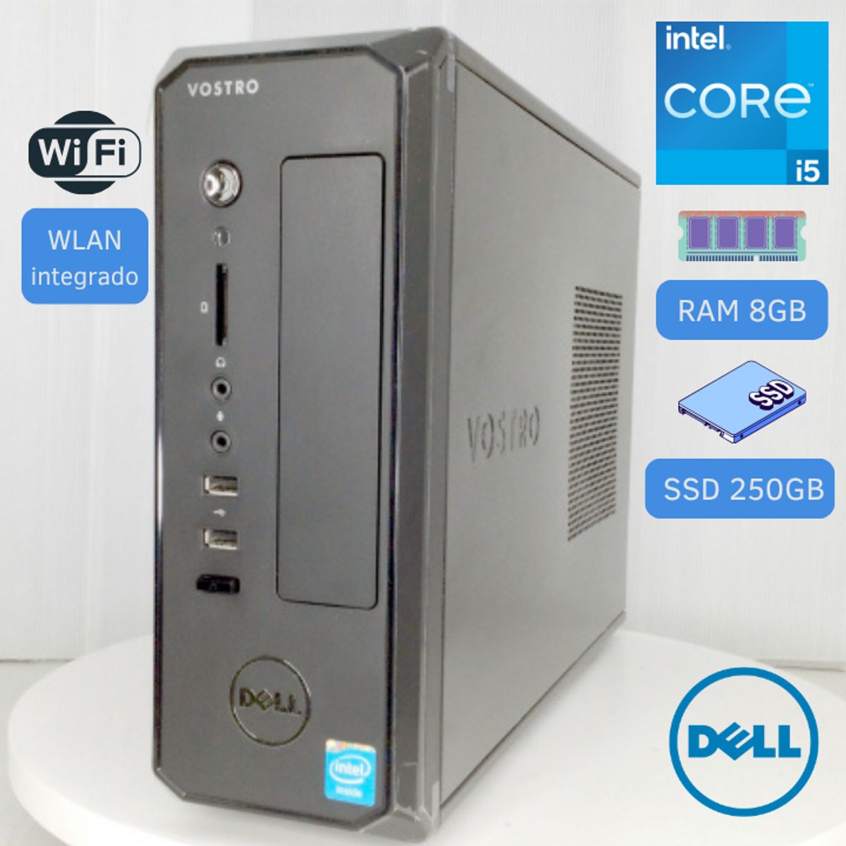 DELL - Computadora Dell D06S Intel Core I5, 250GB  SSD 8GB RAM+ Monitor,Teclado y Mouse