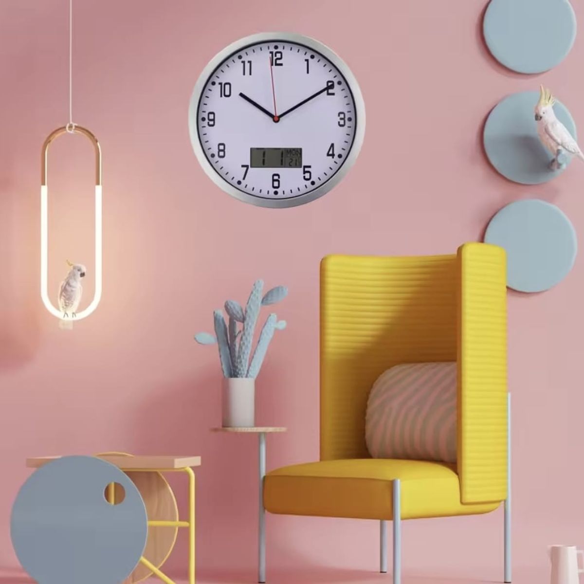 GENERICO - Reloj de Pared Analógico con Display Digital