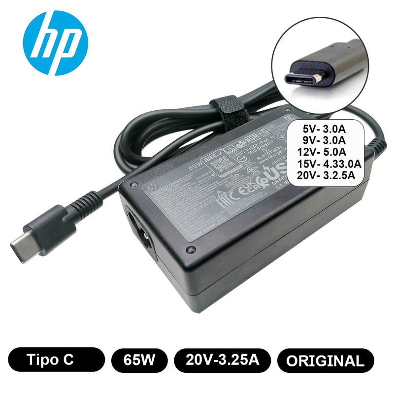 HP - CARGADOR TIPO C 65W  NUEVO ORIGINAL